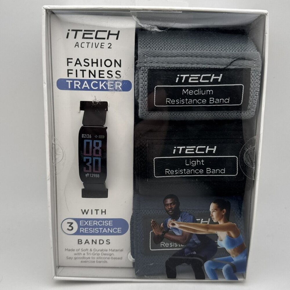 iTECH Active 2 Fitness Tracker Watch with Heart Rate Monitor & 3 Resistance